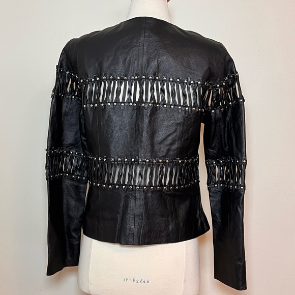 SOLD 3/9 Pamela McCoy Black Leather Moto Jacket, Size Small - Picture 7 of 15